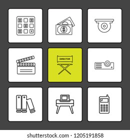 Set of 9 icons, for web, internet, mobile apps, interface design: business, finance, shopping, communication, fitness, computer, media, transportation, travel, easter, christmas, summer, device