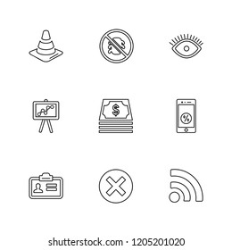 Set of 9 icons, for web, internet, mobile apps, interface design: business, finance, shopping, communication, fitness, computer, media, transportation, travel, easter, christmas, summer, device