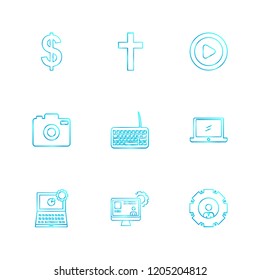 Set of 9 icons, for web, internet, mobile apps, interface design: business, finance, shopping, communication, fitness, computer, media, transportation, travel, easter, christmas, summer, device