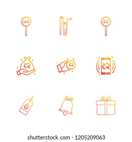 Set of 9 icons, for web, internet, mobile apps, interface design: business, finance, shopping, communication, fitness, computer, media, transportation, travel, easter, christmas, summer, device