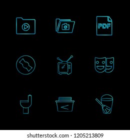 Set of 9 icons, for web, internet, mobile apps, interface design: business, finance, shopping, communication, fitness, computer, media, transportation, travel, easter, christmas, summer, device