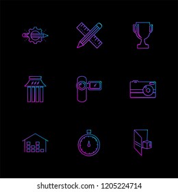 Set of 9 icons, for web, internet, mobile apps, interface design: business, finance, shopping, communication, fitness, computer, media, transportation, travel, easter, christmas, summer, device