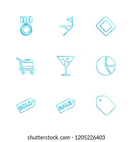 Set of 9 icons, for web, internet, mobile apps, interface design: business, finance, shopping, communication, fitness, computer, media, transportation, travel, easter, christmas, summer, device