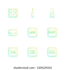 Set of 9 icons, for web, internet, mobile apps, interface design: business, finance, shopping, communication, fitness, computer, media, transportation, travel, easter, christmas, summer, device