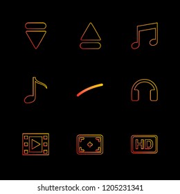 Set of 9 icons, for web, internet, mobile apps, interface design: business, finance, shopping, communication, fitness, computer, media, transportation, travel, easter, christmas, summer, device