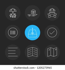 Set of 9 icons, for web, internet, mobile apps, interface design: business, finance, shopping, communication, fitness, computer, media, transportation, travel, easter, christmas, summer, device