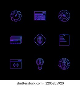 Set of 9 icons, for web, internet, mobile apps, interface design: business, finance, shopping, communication, fitness, computer, media, transportation, travel, easter, christmas, summer, device