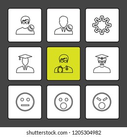 Set of 9 icons, for web, internet, mobile apps, interface design: business, finance, shopping, communication, fitness, computer, media, transportation, travel, easter, christmas, summer, device