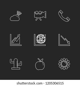 Set of 9 icons, for web, internet, mobile apps, interface design: business, finance, shopping, communication, fitness, computer, media, transportation, travel, easter, christmas, summer, device