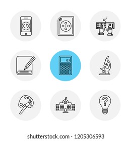 Set of 9 icons, for web, internet, mobile apps, interface design: business, finance, shopping, communication, fitness, computer, media, transportation, travel, easter, christmas, summer, device