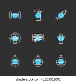 Set of 9 icons, for web, internet, mobile apps, interface design: business, finance, shopping, communication, fitness, computer, media, transportation, travel, easter, christmas, summer, device