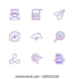 Set of 9 icons, for web, internet, mobile apps, interface design: business, finance, shopping, communication, fitness, computer, media, transportation, travel, easter, christmas, summer, device