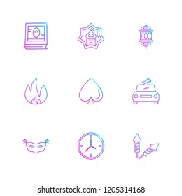 Set of 9 icons, for web, internet, mobile apps, interface design: business, finance, shopping, communication, fitness, computer, media, transportation, travel, easter, christmas, summer, device
