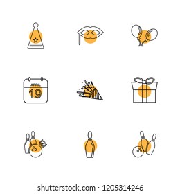 Set of 9 icons, for web, internet, mobile apps, interface design: business, finance, shopping, communication, fitness, computer, media, transportation, travel, easter, christmas, summer, device