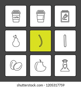 Set of 9 icons, for web, internet, mobile apps, interface design: business, finance, shopping, communication, fitness, computer, media, transportation, travel, easter, christmas, summer, device