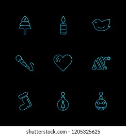 Set of 9 icons, for web, internet, mobile apps, interface design: business, finance, shopping, communication, fitness, computer, media, transportation, travel, easter, christmas, summer, device