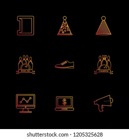 Set of 9 icons, for web, internet, mobile apps, interface design: business, finance, shopping, communication, fitness, computer, media, transportation, travel, easter, christmas, summer, device