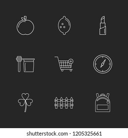 Set of 9 icons, for web, internet, mobile apps, interface design: business, finance, shopping, communication, fitness, computer, media, transportation, travel, easter, christmas, summer, device