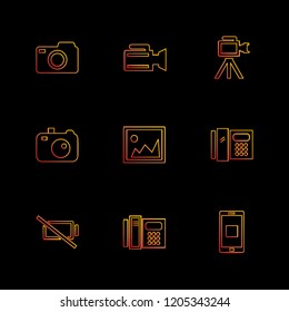 Set of 9 icons, for web, internet, mobile apps, interface design: business, finance, shopping, communication, fitness, computer, media, transportation, travel, easter, christmas, summer, device