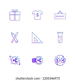 Set of 9 icons, for web, internet, mobile apps, interface design: business, finance, shopping, communication, fitness, computer, media, transportation, travel, easter, christmas, summer, device