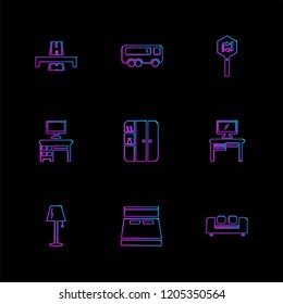 Set of 9 icons, for web, internet, mobile apps, interface design: business, finance, shopping, communication, fitness, computer, media, transportation, travel, easter, christmas, summer, device