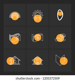 Set of 9 icons, for web, internet, mobile apps, interface design: business, finance, shopping, communication, fitness, computer, media, transportation, travel, easter, christmas, summer, device