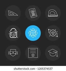 Set of 9 icons, for web, internet, mobile apps, interface design: business, finance, shopping, communication, fitness, computer, media, transportation, travel, easter, christmas, summer, device