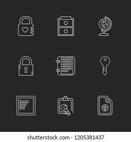 Set of 9 icons, for web, internet, mobile apps, interface design: business, finance, shopping, communication, fitness, computer, media, transportation, travel, easter, christmas, summer, device