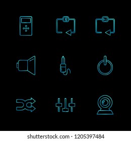 Set of 9 icons, for web, internet, mobile apps, interface design: business, finance, shopping, communication, fitness, computer, media, transportation, travel, easter, christmas, summer, device