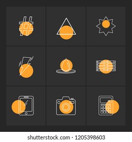 Set of 9 icons, for web, internet, mobile apps, interface design: business, finance, shopping, communication, fitness, computer, media, transportation, travel, easter, christmas, summer, device