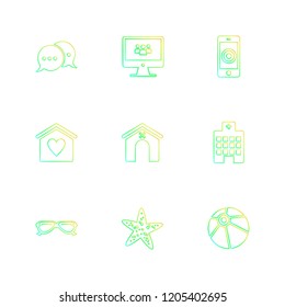 Set of 9 icons, for web, internet, mobile apps, interface design: business, finance, shopping, communication, fitness, computer, media, transportation, travel, easter, christmas, summer, device