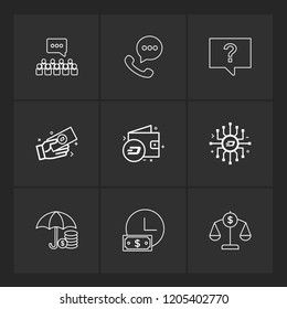 Set of 9 icons, for web, internet, mobile apps, interface design: business, finance, shopping, communication, fitness, computer, media, transportation, travel, easter, christmas, summer, device