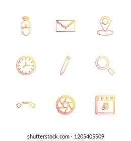 Set of 9 icons, for web, internet, mobile apps, interface design: business, finance, shopping, communication, fitness, computer, media, transportation, travel, easter, christmas, summer, device