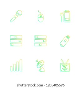 Set of 9 icons, for web, internet, mobile apps, interface design: business, finance, shopping, communication, fitness, computer, media, transportation, travel, easter, christmas, summer, device