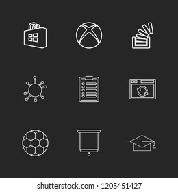 Set of 9 icons, for web, internet, mobile apps, interface design: business, finance, shopping, communication, fitness, computer, media, transportation, travel, easter, christmas, summer, device
