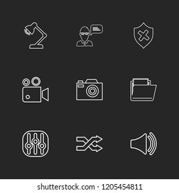 Set of 9 icons, for web, internet, mobile apps, interface design: business, finance, shopping, communication, fitness, computer, media, transportation, travel, easter, christmas, summer, device