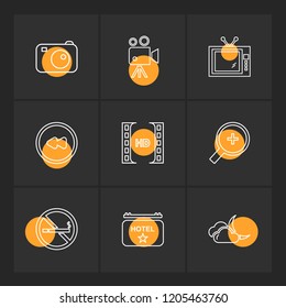 Set of 9 icons, for web, internet, mobile apps, interface design: business, finance, shopping, communication, fitness, computer, media, transportation, travel, easter, christmas, summer, device