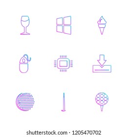 Set of 9 icons, for web, internet, mobile apps, interface design: business, finance, shopping, communication, fitness, computer, media, transportation, travel, easter, christmas, summer, device