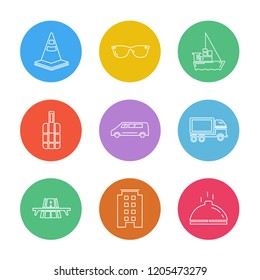 Set of 9 icons, for web, internet, mobile apps, interface design: business, finance, shopping, communication, fitness, computer, media, transportation, travel, easter, christmas, summer, device
