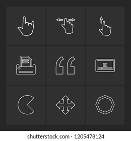 Set of 9 icons, for web, internet, mobile apps, interface design: business, finance, shopping, communication, fitness, computer, media, transportation, travel, easter, christmas, summer, device