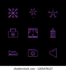 Set of 9 icons, for web, internet, mobile apps, interface design: business, finance, shopping, communication, fitness, computer, media, transportation, travel, easter, christmas, summer, device