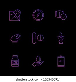 Set of 9 icons, for web, internet, mobile apps, interface design: business, finance, shopping, communication, fitness, computer, media, transportation, travel, easter, christmas, summer, device