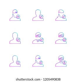 Set of 9 icons, for web, internet, mobile apps, interface design: business, finance, shopping, communication, fitness, computer, media, transportation, travel, easter, christmas, summer, device