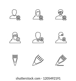 Set of 9 icons, for web, internet, mobile apps, interface design: business, finance, shopping, communication, fitness, computer, media, transportation, travel, easter, christmas, summer, device
