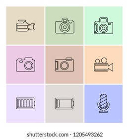 Set of 9 icons, for web, internet, mobile apps, interface design: business, finance, shopping, communication, fitness, computer, media, transportation, travel, easter, christmas, summer, device