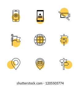 Set of 9 icons, for web, internet, mobile apps, interface design: business, finance, shopping, communication, fitness, computer, media, transportation, travel, easter, christmas, summer, device