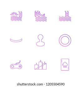 Set of 9 icons, for web, internet, mobile apps, interface design: business, finance, shopping, communication, fitness, computer, media, transportation, travel, easter, christmas, summer, device