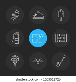 Set of 9 icons, for web, internet, mobile apps, interface design: business, finance, shopping, communication, fitness, computer, media, transportation, travel, easter, christmas, summer, device