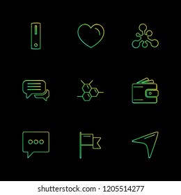 Set of 9 icons, for web, internet, mobile apps, interface design: business, finance, shopping, communication, fitness, computer, media, transportation, travel, easter, christmas, summer, device