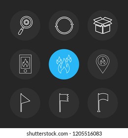 Set of 9 icons, for web, internet, mobile apps, interface design: business, finance, shopping, communication, fitness, computer, media, transportation, travel, easter, christmas, summer, device
